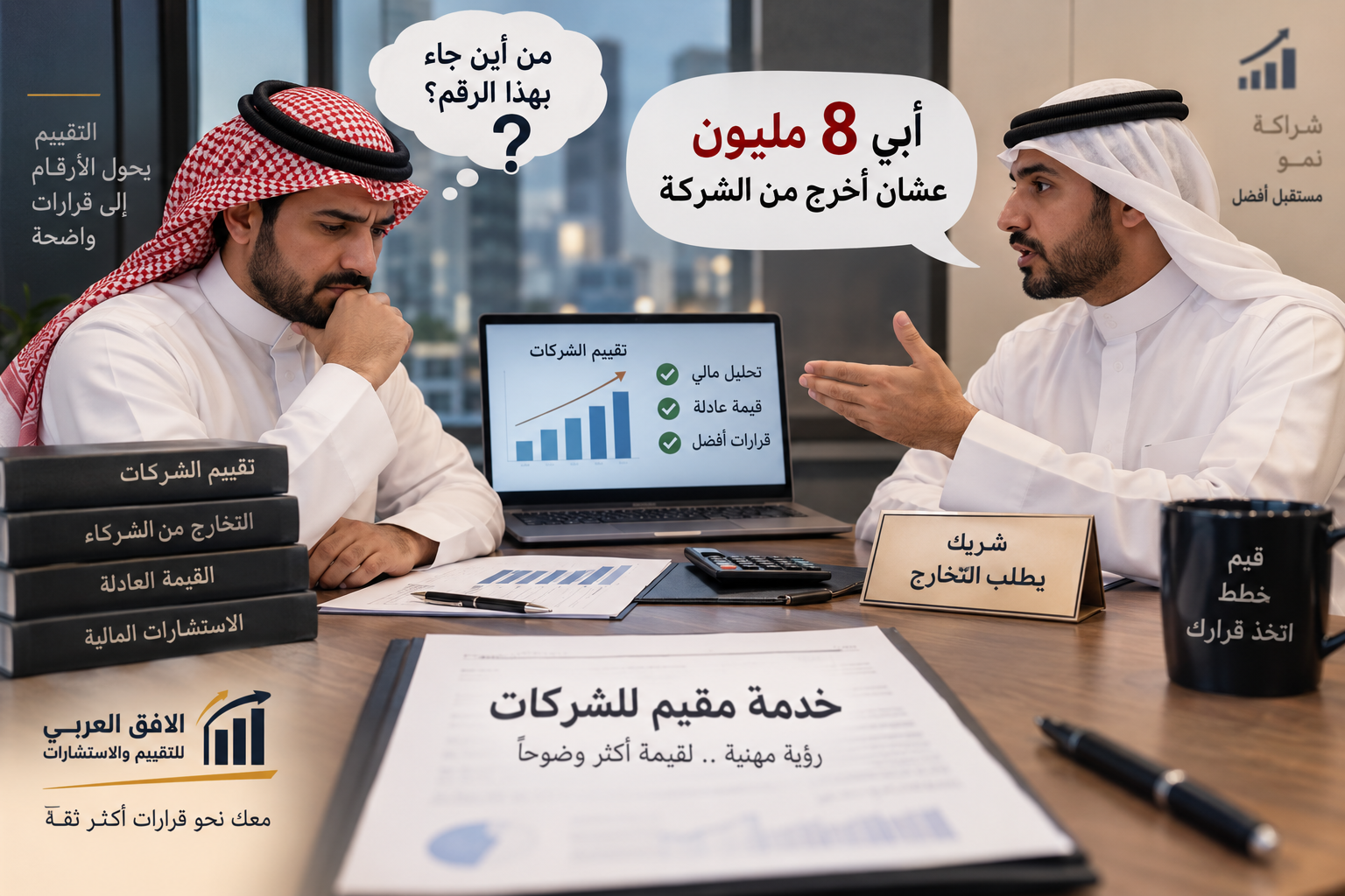 خدمة مقيم للشركات لتقييم حصة الشريك عند التخارج