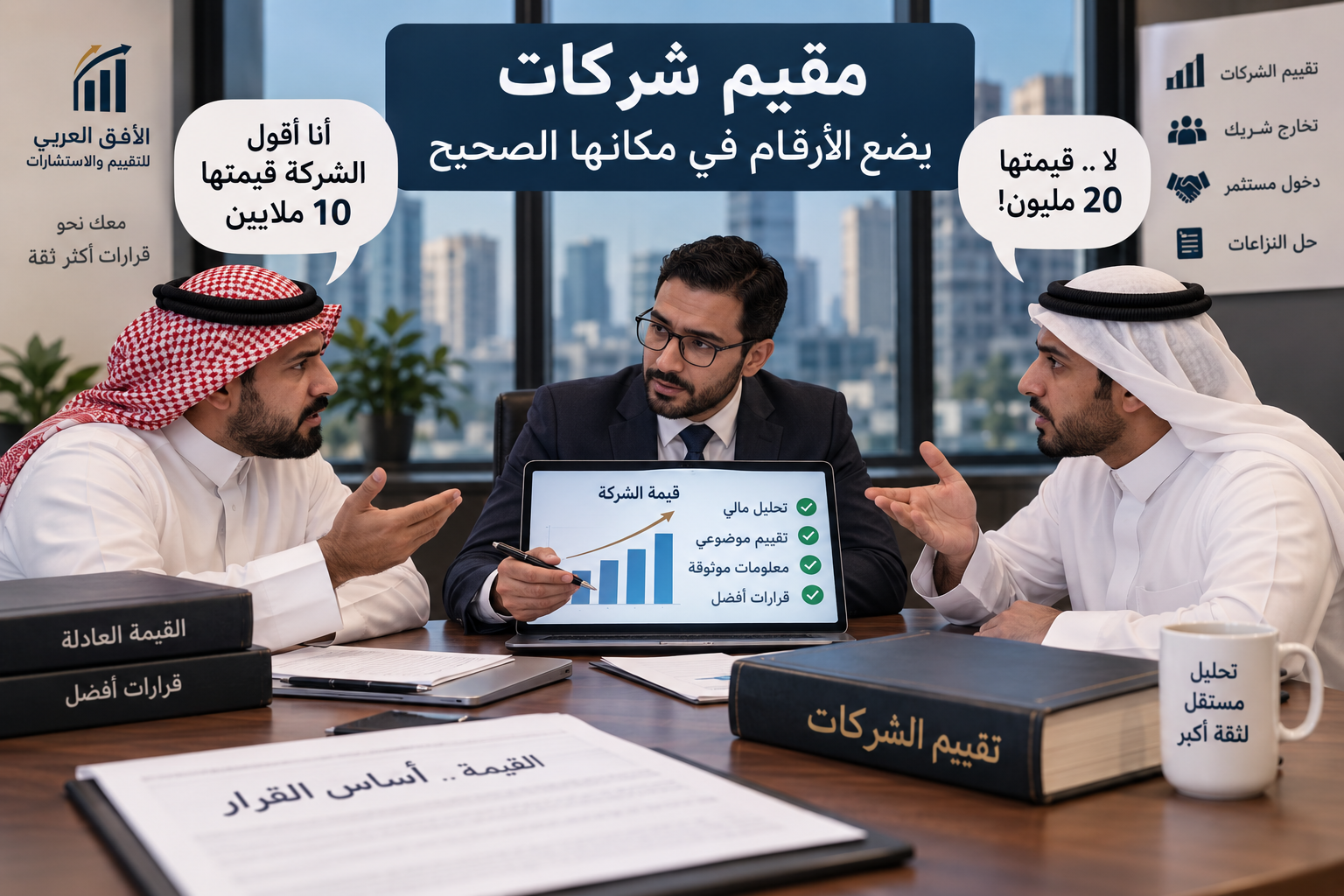 مقيم شركات لحل الخلاف بين الشركاء على قيمة الشركة