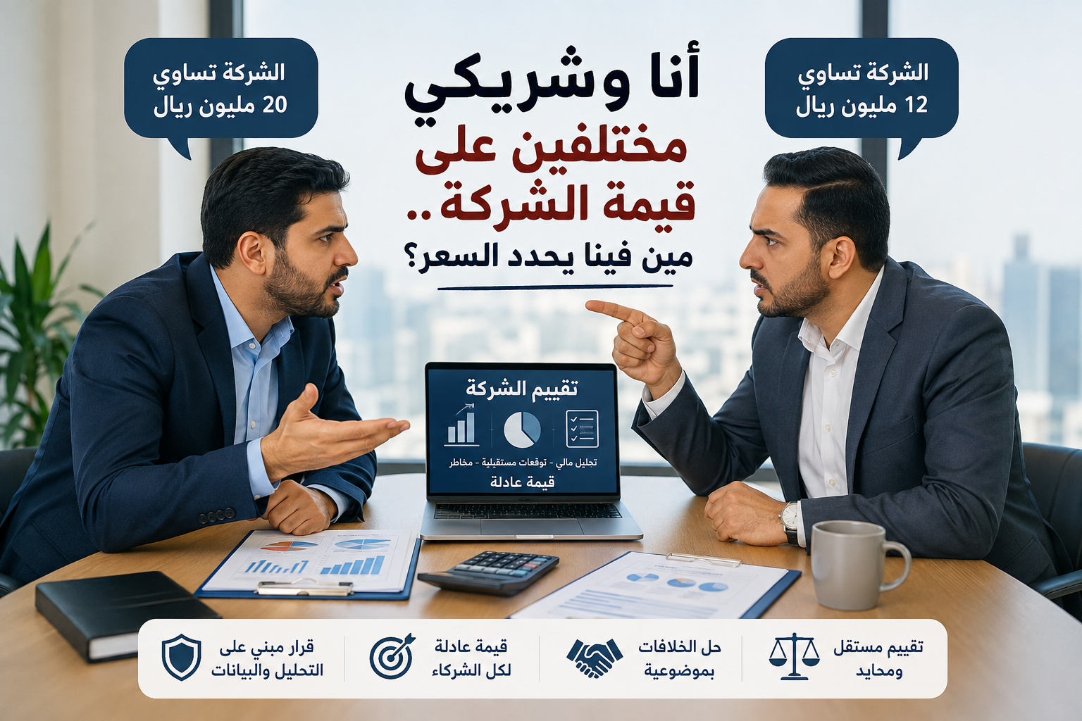 اختلاف الشركاء حول تقييم الشركة وتحديد السعر العادل